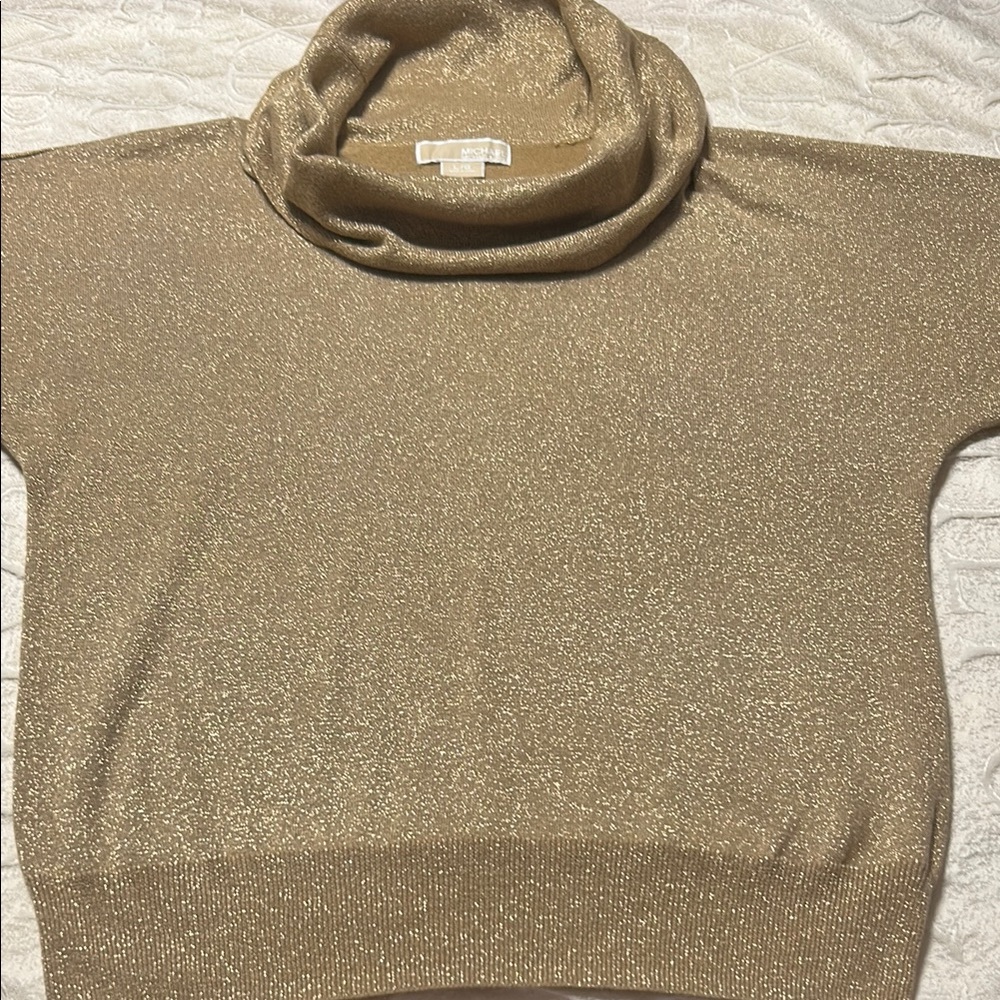 Michael Kors Gold Shimmer Women's Sweater short Sleeves L